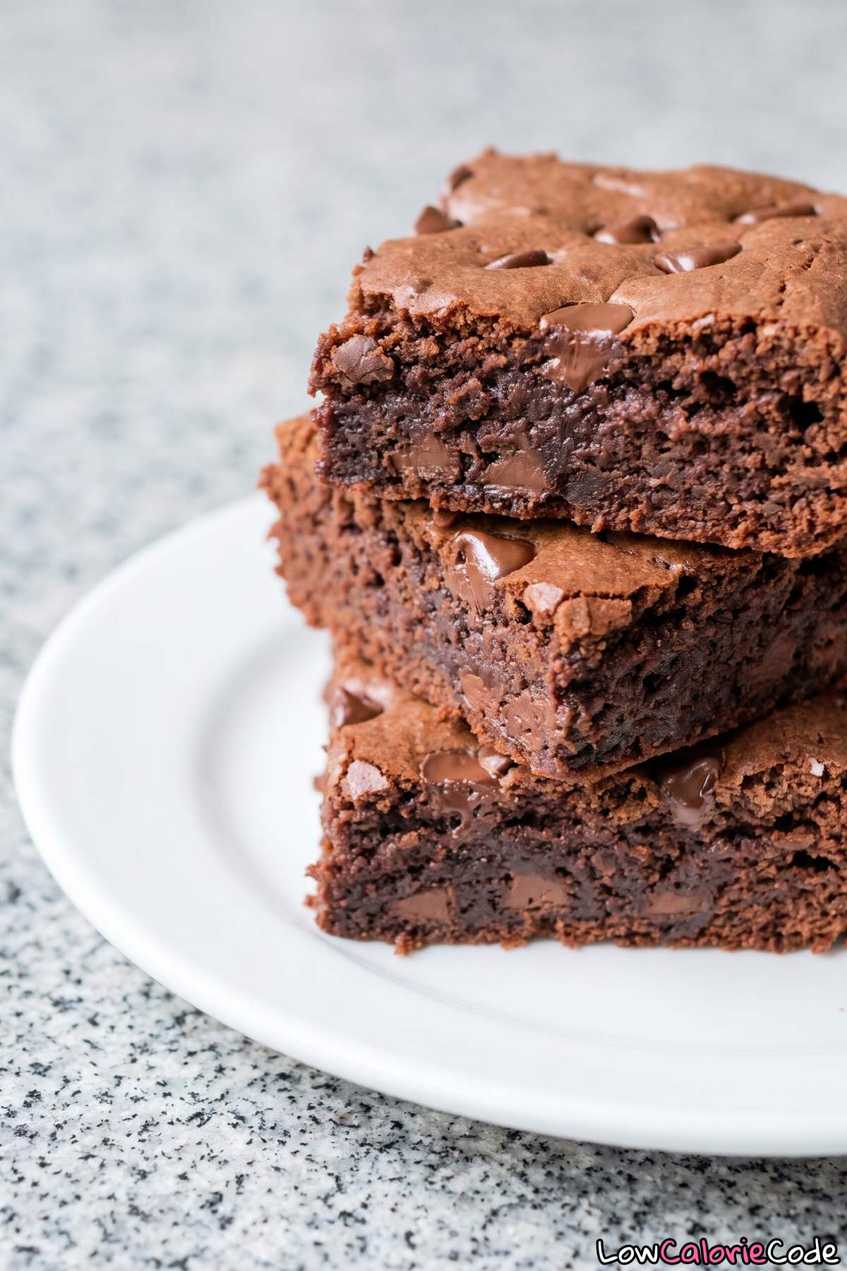 A stack of moist low calorie brownies