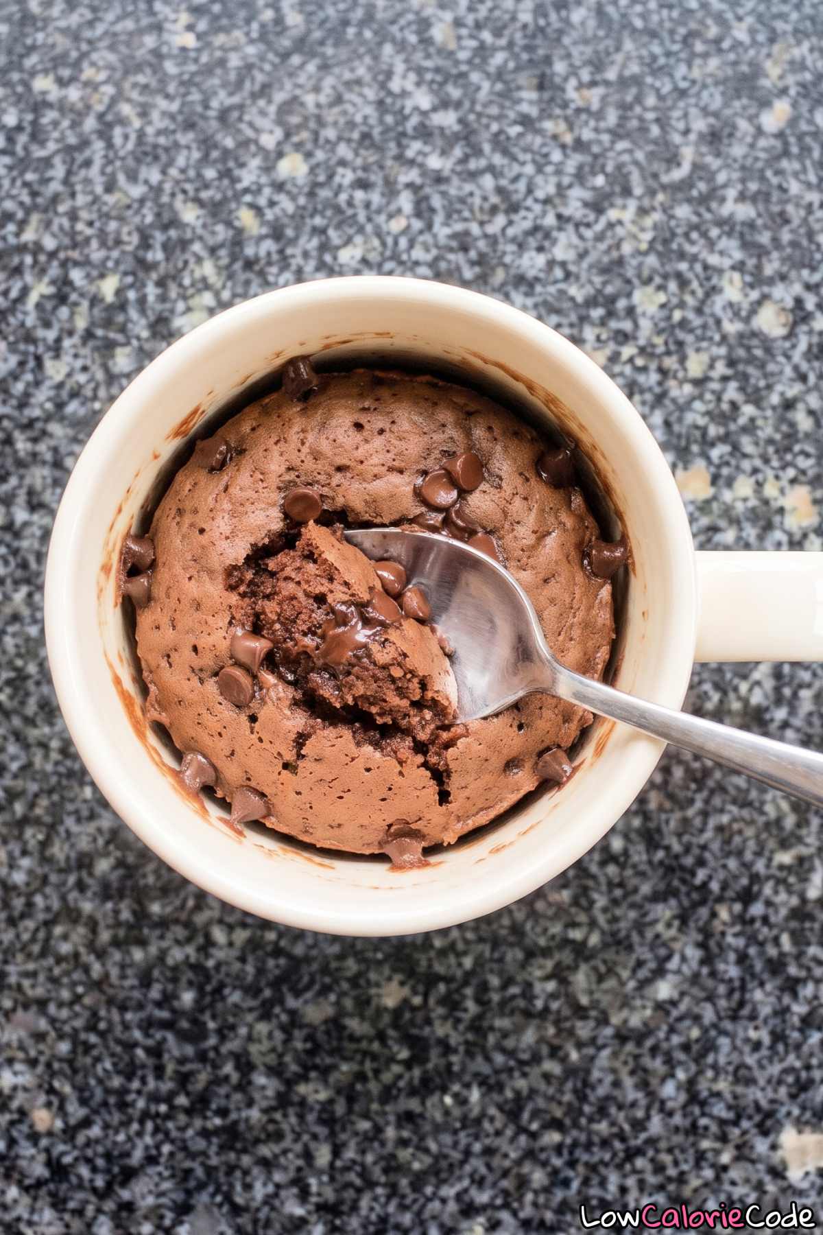 Low calorie mug brownie in a cup