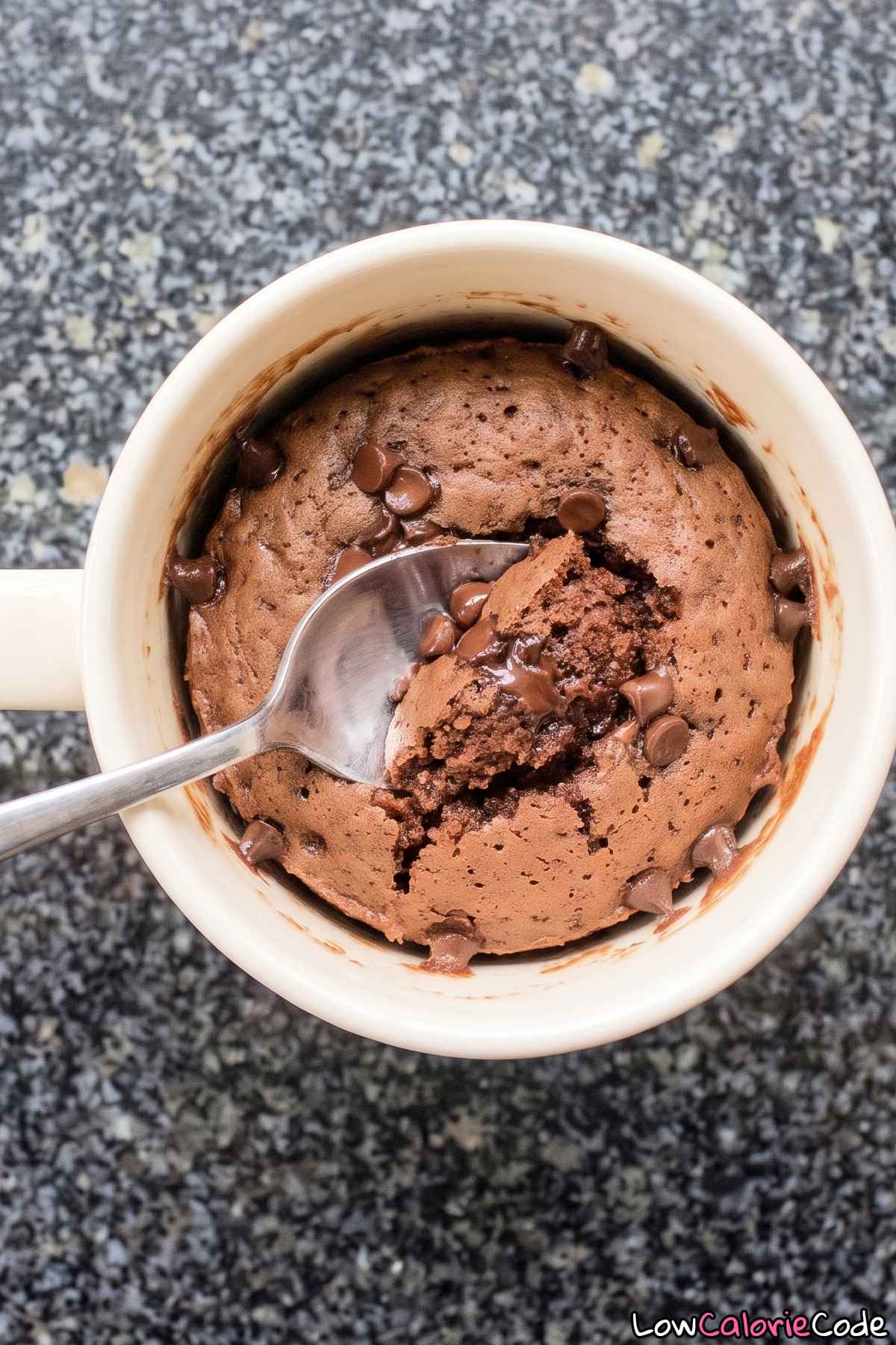 Simple homemade low calorie mug brownie