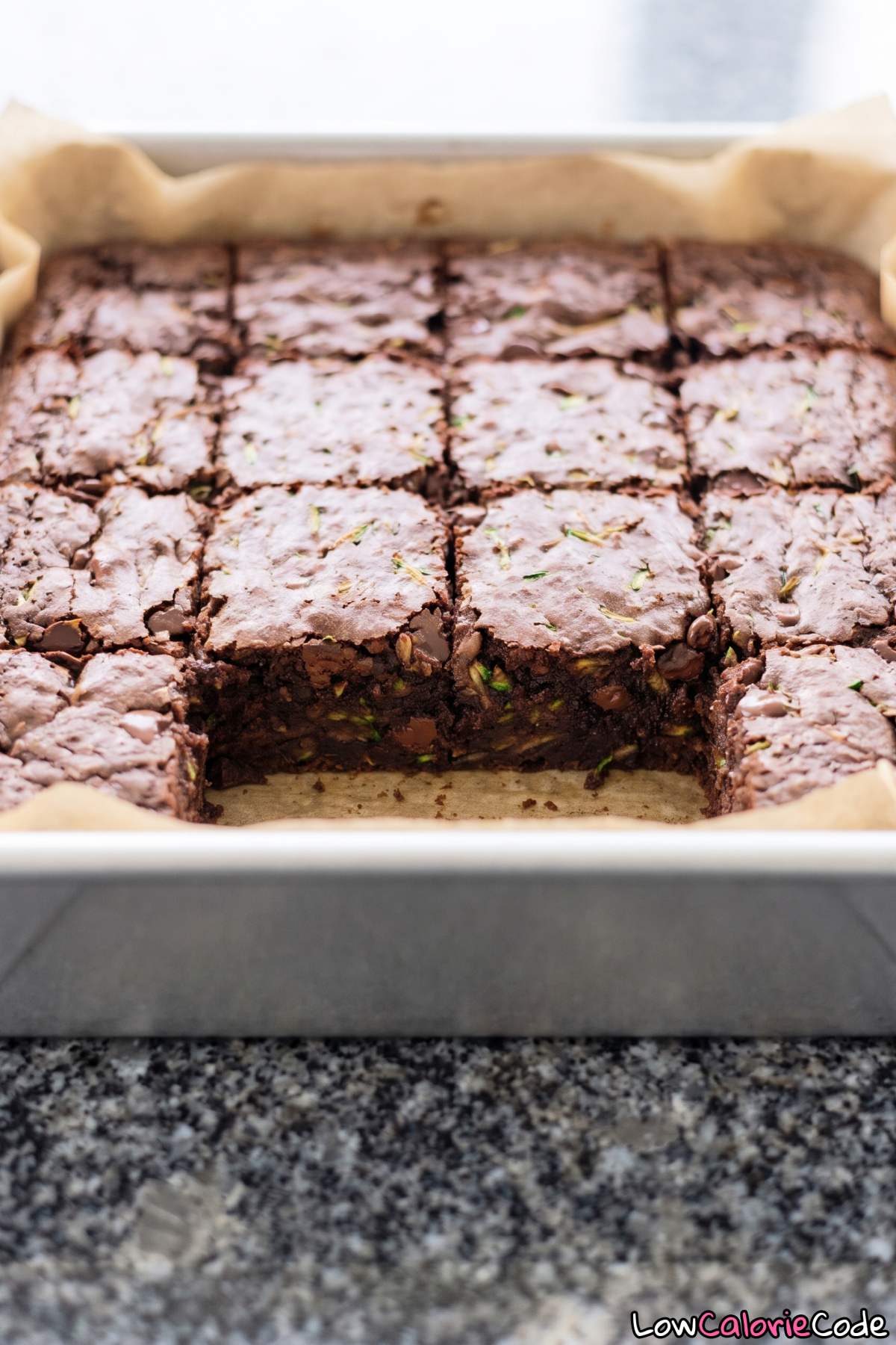 Freshly baked moist zucchini brownies